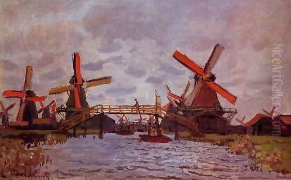 Windmills Near Zaandam Oil Painting by Claude Oscar Monet