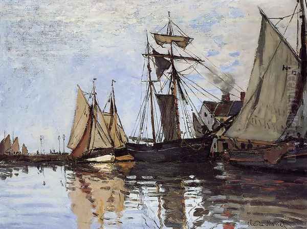 Boats In The Port Of Honfleur Oil Painting by Claude Oscar Monet