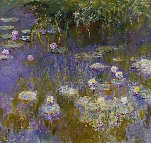 Yellow And Lilac Water Lilies Oil Painting by Claude Oscar Monet