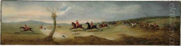 The Quorn Hunt Scurry Near Billesdon Coplow Oil Painting by John Snr Ferneley