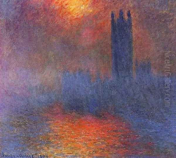 Houses Of Parliament Effect Of Sunlight In The Fog2 Oil Painting by Claude Oscar Monet