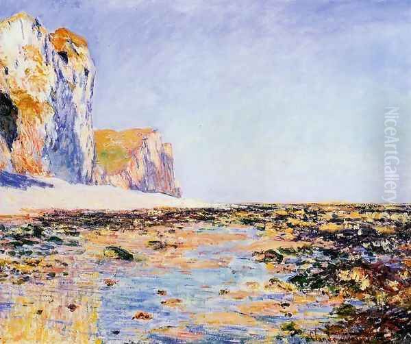 Beach And Cliffs At Pourville Morning Effect Oil Painting by Claude Oscar Monet