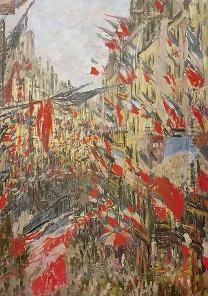 Rue Montorgueil Decked Out with Flags Oil Painting by Claude Oscar Monet