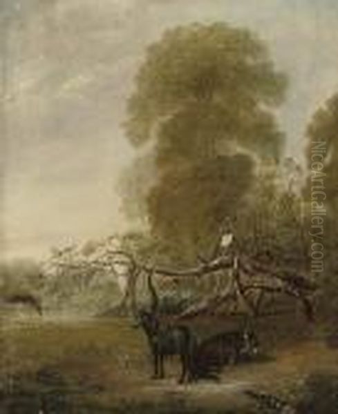 Ribston Apple Tree With Favorite Pony And Donkey Oil Painting by John Snr Ferneley