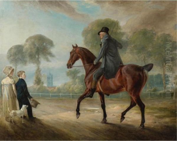 The Reverend Dr. Ford On His Chestnut Hunter Oil Painting by John Snr Ferneley