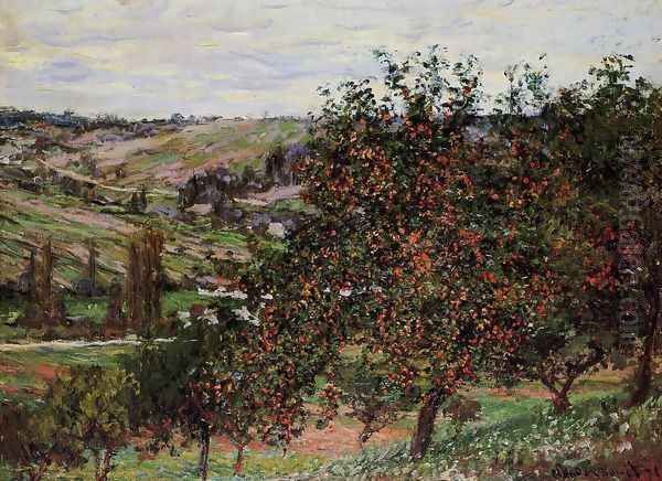 Apple Trees Near Vetheuil Oil Painting by Claude Oscar Monet