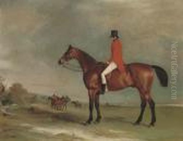 William Wilson On Go Easy, In A Landscape With A Hunt Beyond Oil Painting by John Snr Ferneley