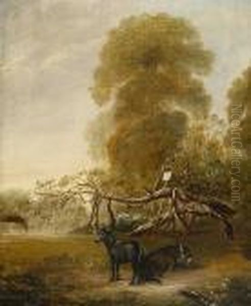 Original Ribston Apple Tree With Favourite Pony And Donkey Oil Painting by John Snr Ferneley