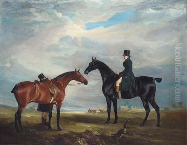 Frank Hall Standish With The Quorn Hunt Oil Painting by John Snr Ferneley