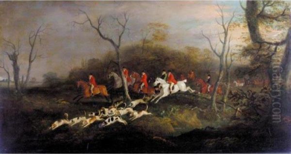 A Hunt In Full Cry Oil Painting by John Snr Ferneley