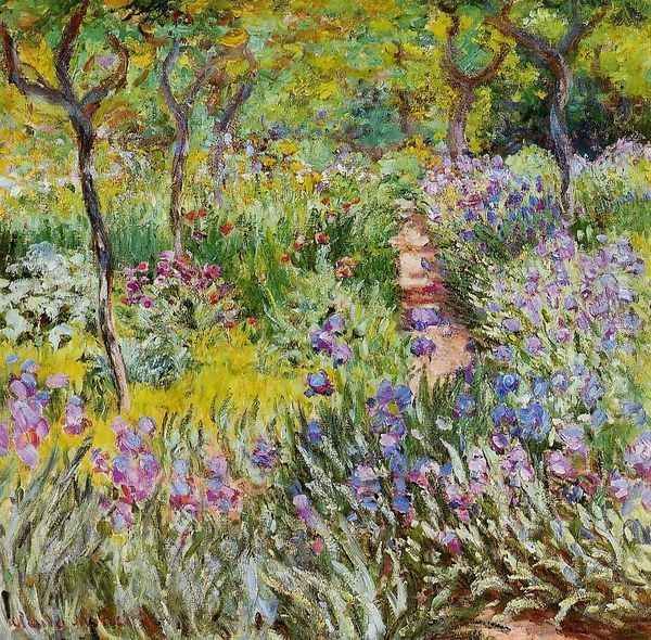 The Iris Garden At Giverny Oil Painting by Claude Oscar Monet