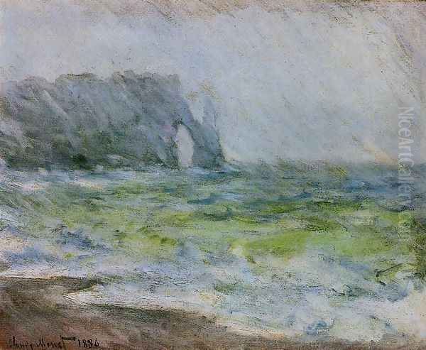 Etretat In The Rain Oil Painting by Claude Oscar Monet