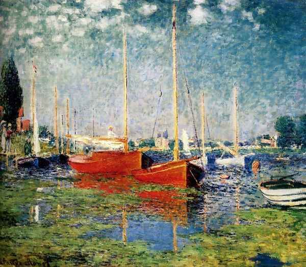 The Red Boats, Argenteuil Oil Painting by Claude Oscar Monet