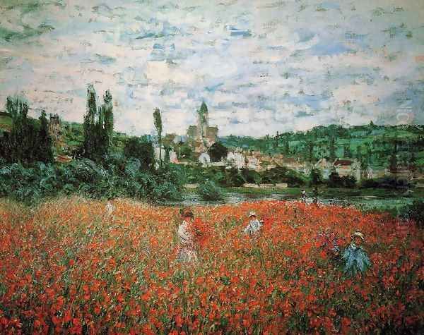 Poppy Field Near Vetheuil Oil Painting by Claude Oscar Monet