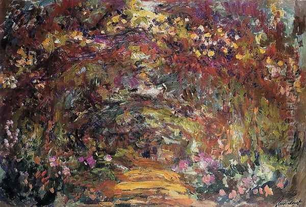 The Path Under The Rose Trellises Giverny Oil Painting by Claude Oscar Monet