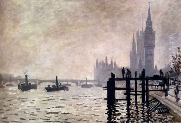 The Thames And The Houses Of Parliament Oil Painting by Claude Oscar Monet