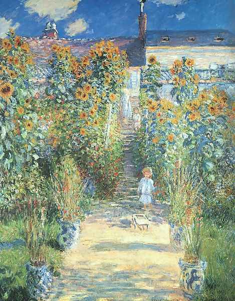 The Artist's Garden at Vetheuil 1880 Oil Painting by Claude Oscar Monet