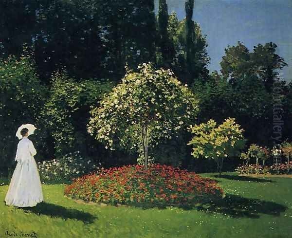 Jeanne Marguerite Lecadre In The Garden Oil Painting by Claude Oscar Monet