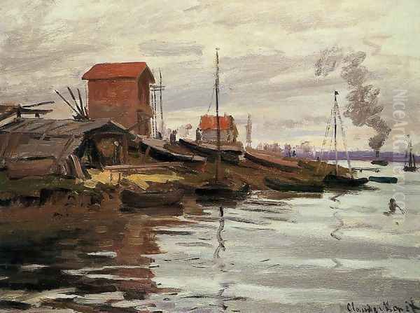 The Seine At Le Petit Gennevilliers Oil Painting by Claude Oscar Monet