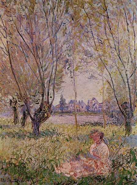 Woman Sitting Under The Willows Oil Painting by Claude Oscar Monet