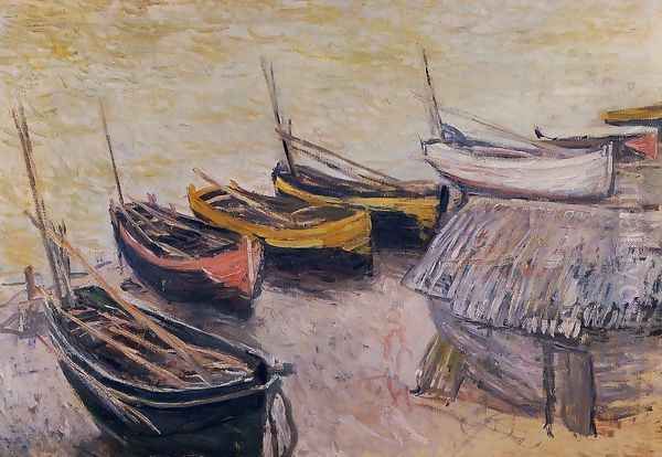 Boats On The Beach Oil Painting by Claude Oscar Monet