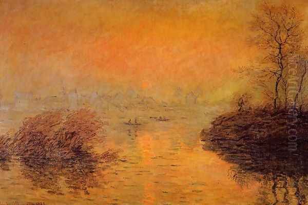 Sunset On The Seine At Lavacourt Winter Effect Oil Painting by Claude Oscar Monet