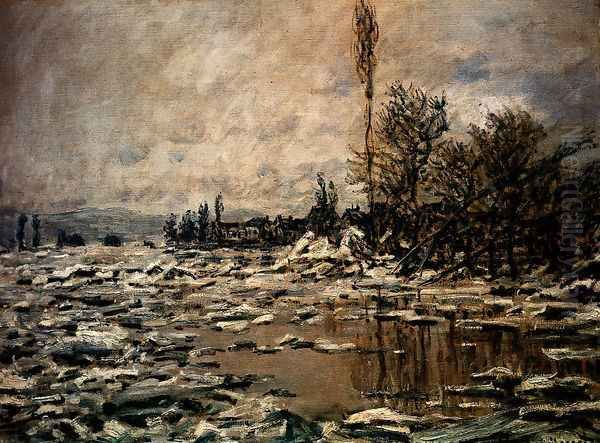 Break-up Of Ice, Lavacourt Oil Painting by Claude Oscar Monet