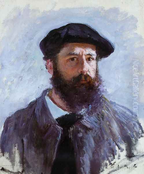 Self Portrait With A Beret Oil Painting by Claude Oscar Monet