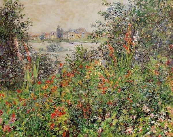 Flowers At Vetheuil Oil Painting by Claude Oscar Monet