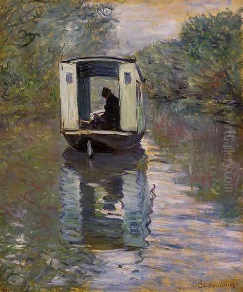 Le Bateau Atelier (The Boat Studio) Oil Painting by Claude Oscar Monet