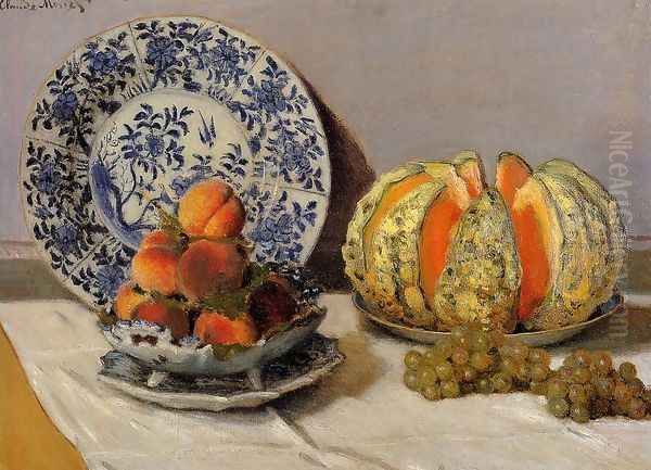 Still Life With Melon Oil Painting by Claude Oscar Monet