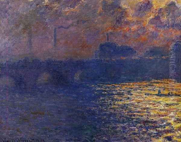 Waterloo Bridge, Sunlight Effect Oil Painting by Claude Oscar Monet