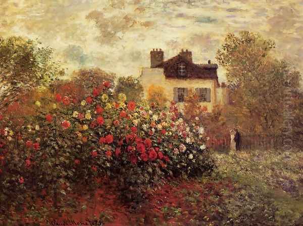 The Garden At Argenteuil Aka The Dahlias Oil Painting by Claude Oscar Monet