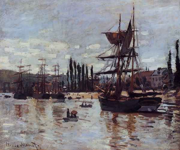 Boats At Rouen Oil Painting by Claude Oscar Monet