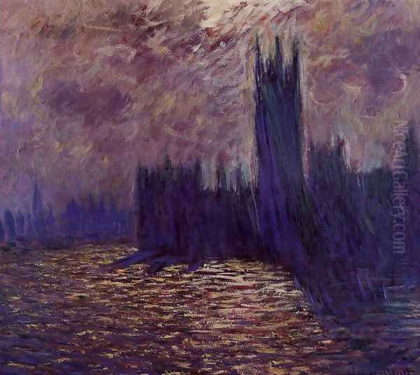 Houses of Parliament, Reflection of the Thames Oil Painting by Claude Oscar Monet