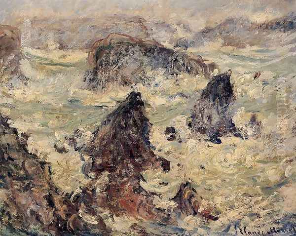 Storm On The Cote De Belle Ile Oil Painting by Claude Oscar Monet