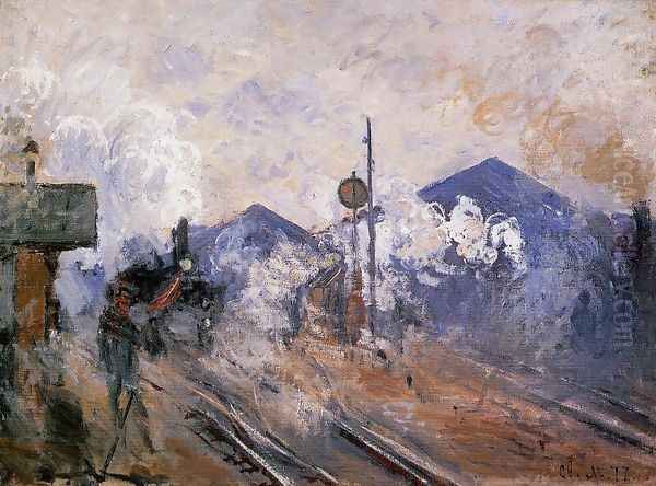 Track Coming Out Of Saint Lazare Station Oil Painting by Claude Oscar Monet