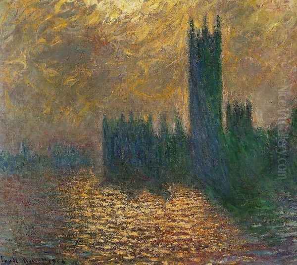 Houses Of Parliament Stormy Sky Oil Painting by Claude Oscar Monet