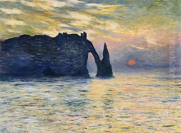 Etretat Sunset Oil Painting by Claude Oscar Monet