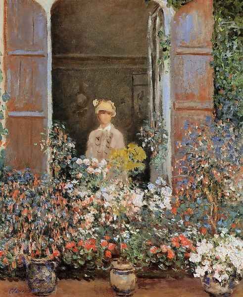 Camille Monet At The Window Argentuile Oil Painting by Claude Oscar Monet