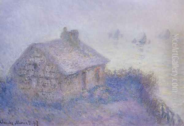 Customs House At Varengeville In The Fog Aka Blue Effect Oil Painting by Claude Oscar Monet