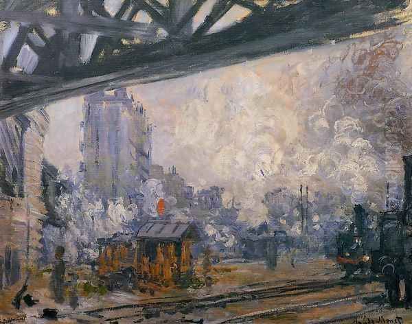 Exterior View Of The Saint Lazare Station Oil Painting by Claude Oscar Monet