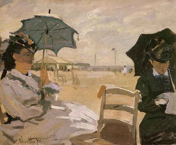 On the Beach, Trouville (La plague de Trouville) Oil Painting by Claude Oscar Monet