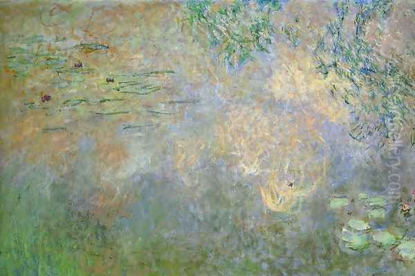 Water-Lily Pond with Irises (left half) Oil Painting by Claude Oscar Monet