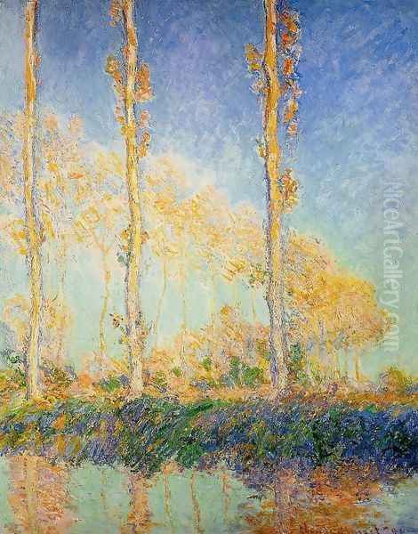 Three Poplar Trees in the Autumn Oil Painting by Claude Oscar Monet