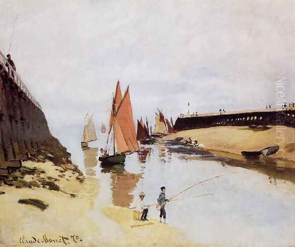 Entrance To The Port Of Trouville Oil Painting by Claude Oscar Monet