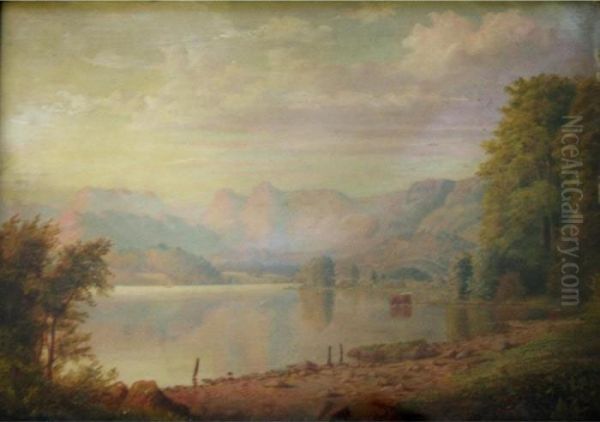 Lake District Scene Near The Langdale Pikes Oil Painting by Anthony Vandyke Copley Fielding