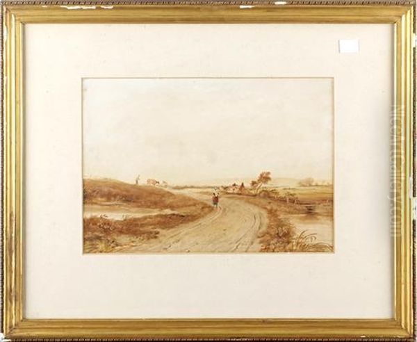 Figure On A Track In An Extensive Landscape Oil Painting by Anthony Vandyke Copley Fielding