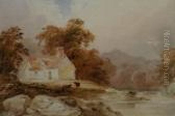 A Cottage By The Stream Oil Painting by Anthony Vandyke Copley Fielding