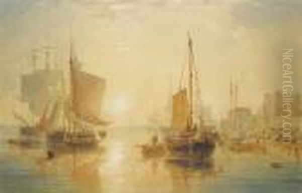 Southampton - Sunset Oil Painting by Anthony Vandyke Copley Fielding